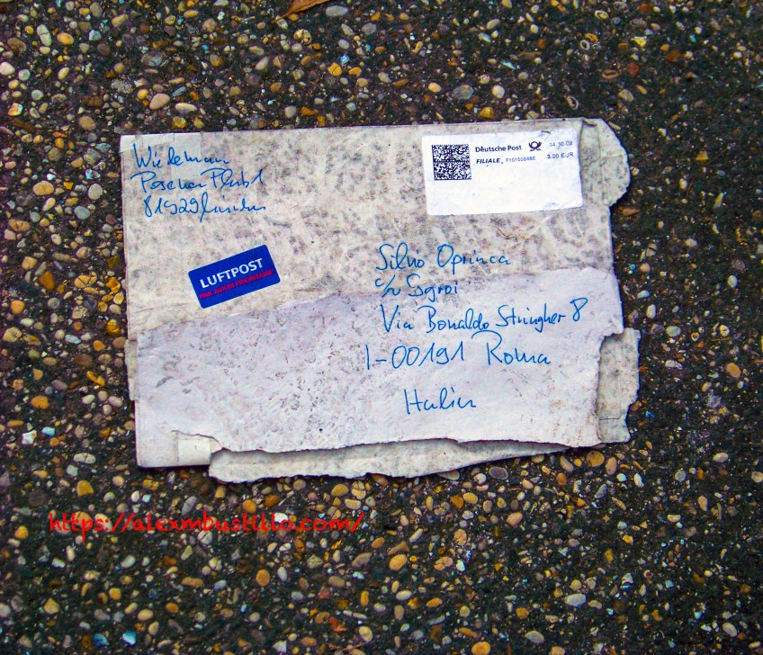 The Roman Letter 2009 In Rome, Walking in the street, I found the letter on the ground. It was left untouched.