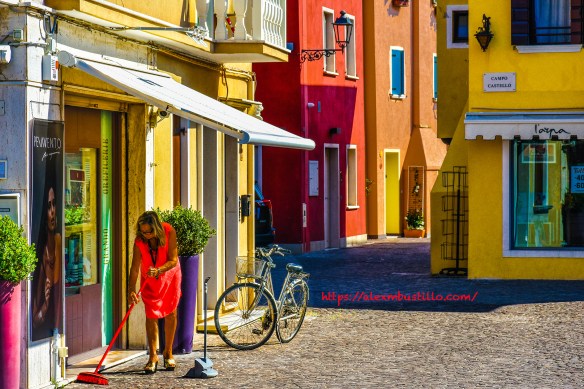 Cleaning Campo Castello, Caorle, Venice, Italy