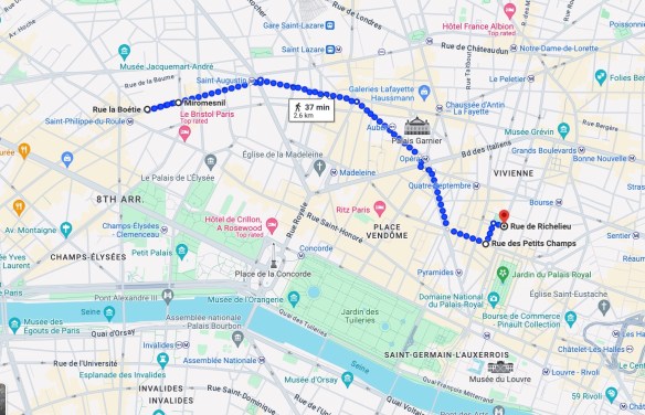 Métro Miromesnil, Rue La Boétie to Rue des Petits-Champs to Rue de Richelieu