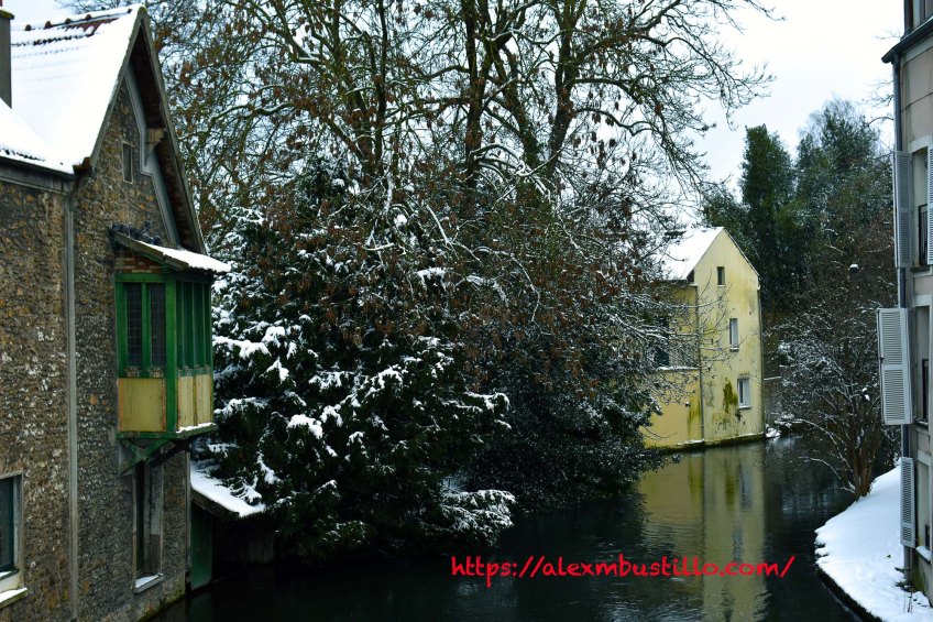 Wintry Day Portrait - L'Essonne at Route Nationale 7, Corbeil-Essonnes, France
