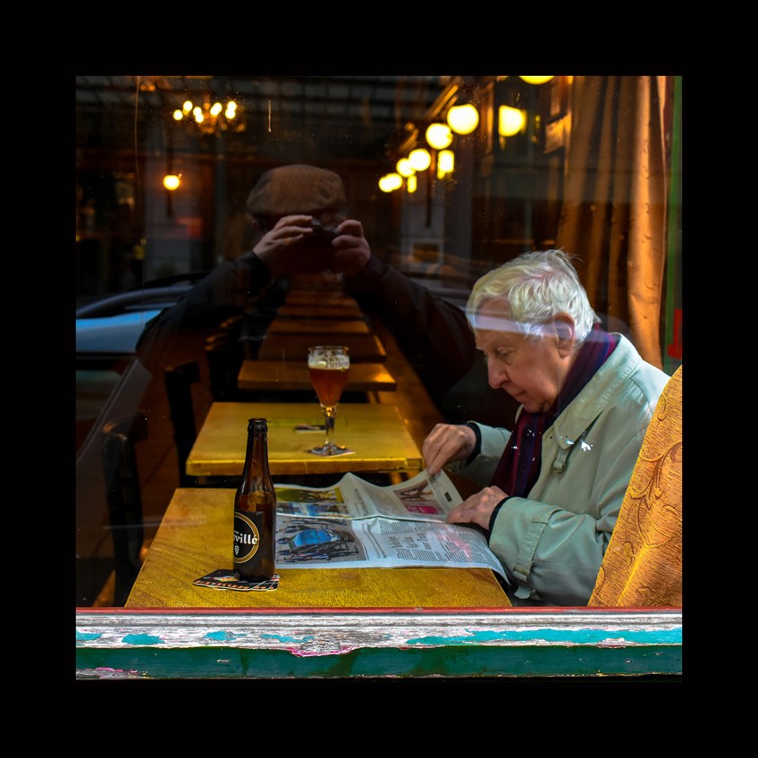 Brussels - Drinking Beer In A Café Self-Portrait