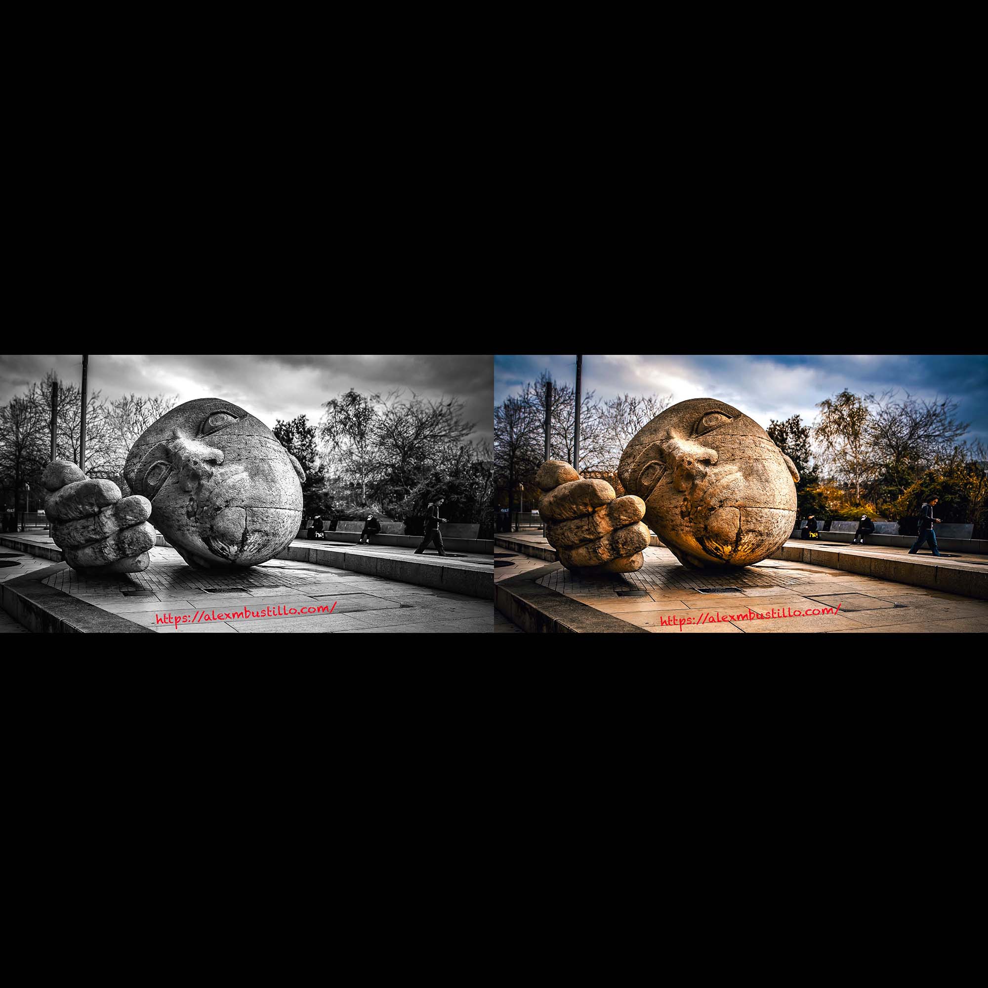 Listen To The Music, L’Écoute, Place René Cassin 75001 Paris, Color / Black & White Portrait